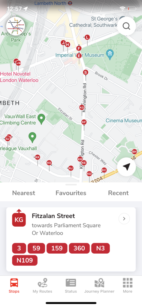 Stops loaded in the new area