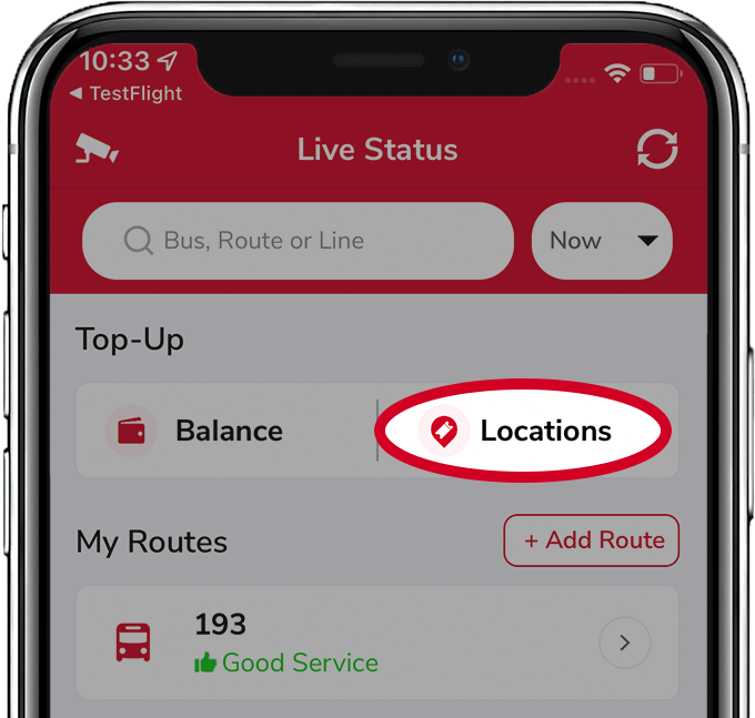 Top-up location on the map