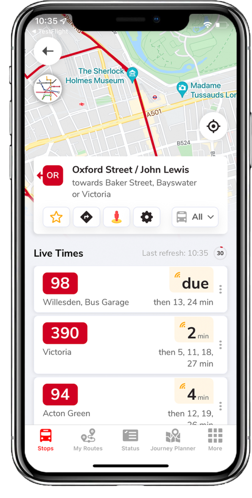 Bus Times on iPhone