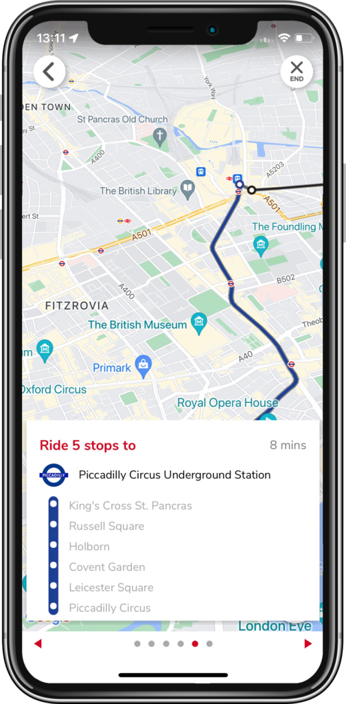 A step shown on the map