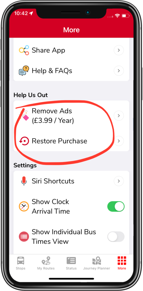 Restore Purchase in the app
